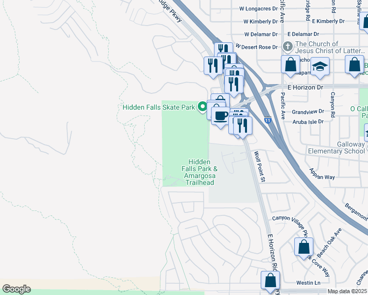 map of restaurants, bars, coffee shops, grocery stores, and more near 281 West Horizon Drive in Henderson