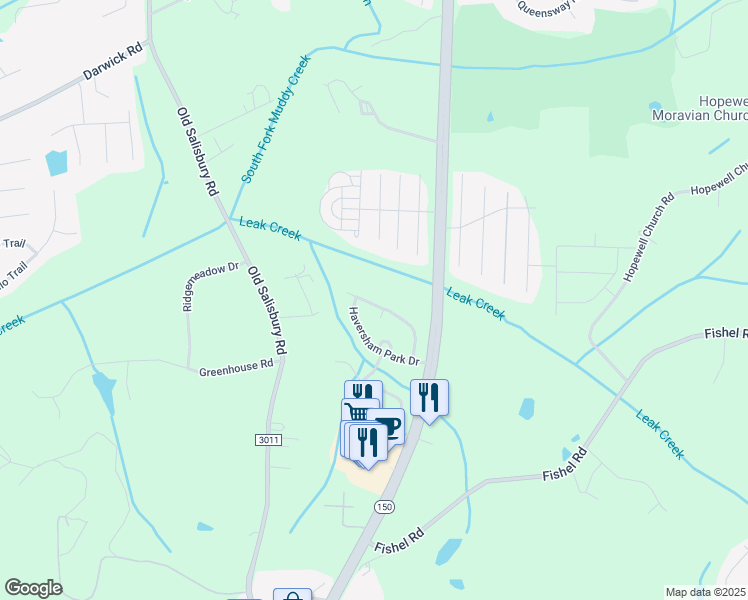 map of restaurants, bars, coffee shops, grocery stores, and more near 3031 Canterbury Park Drive in Winston-Salem