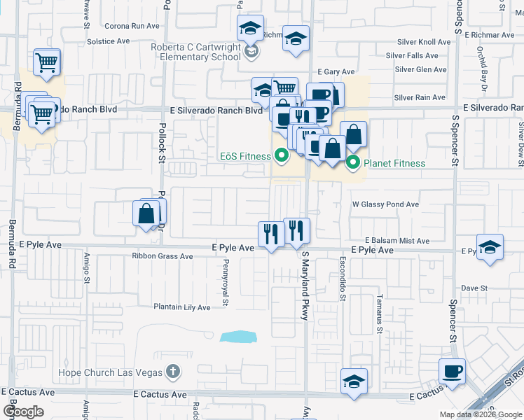 map of restaurants, bars, coffee shops, grocery stores, and more near 1080 Sweeping Ivy Court in Las Vegas
