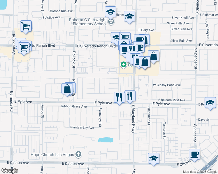 map of restaurants, bars, coffee shops, grocery stores, and more near 1060 Wild Fern Court in Las Vegas