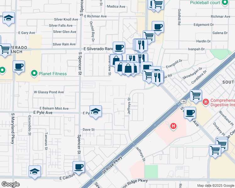 map of restaurants, bars, coffee shops, grocery stores, and more near 9983 Shallot Court in Las Vegas