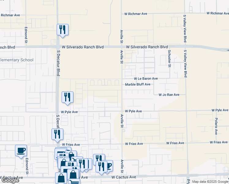 map of restaurants, bars, coffee shops, grocery stores, and more near 4445 Bayley Skye Avenue in Las Vegas