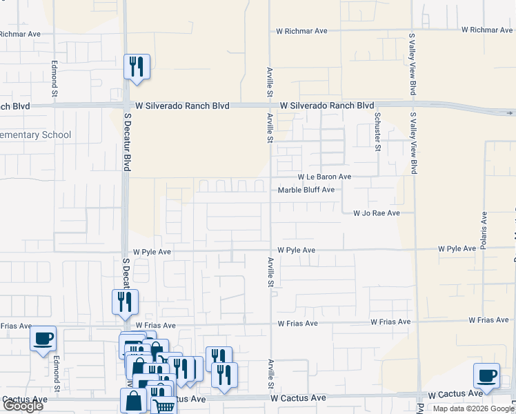 map of restaurants, bars, coffee shops, grocery stores, and more near 4433 Bayley Skye Avenue in Las Vegas