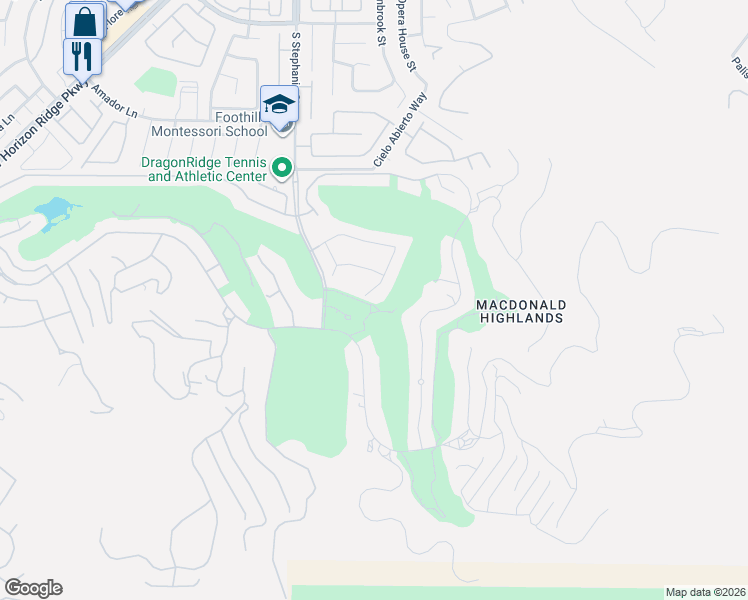 map of restaurants, bars, coffee shops, grocery stores, and more near 1308 Enchanted River Drive in Henderson