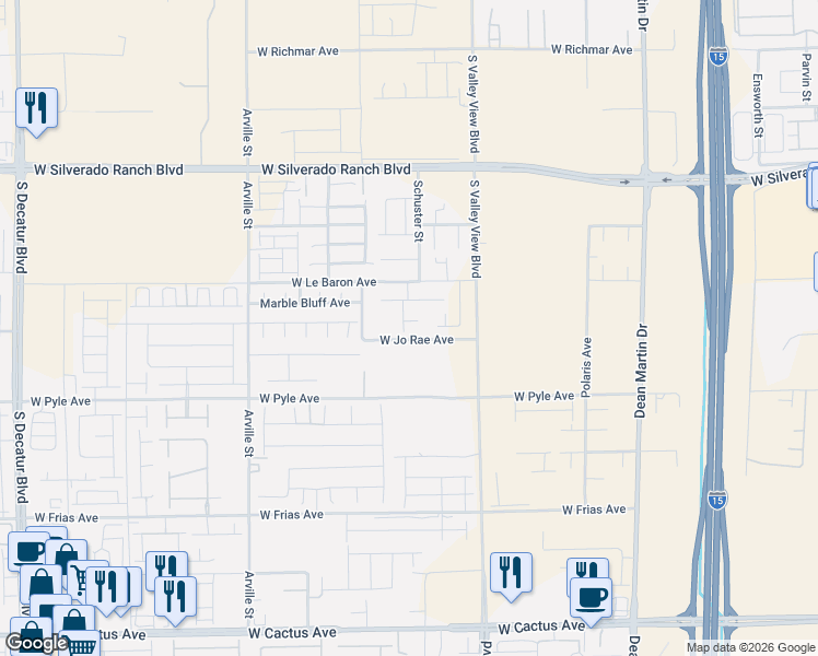 map of restaurants, bars, coffee shops, grocery stores, and more near 3963 Kish Court in Las Vegas