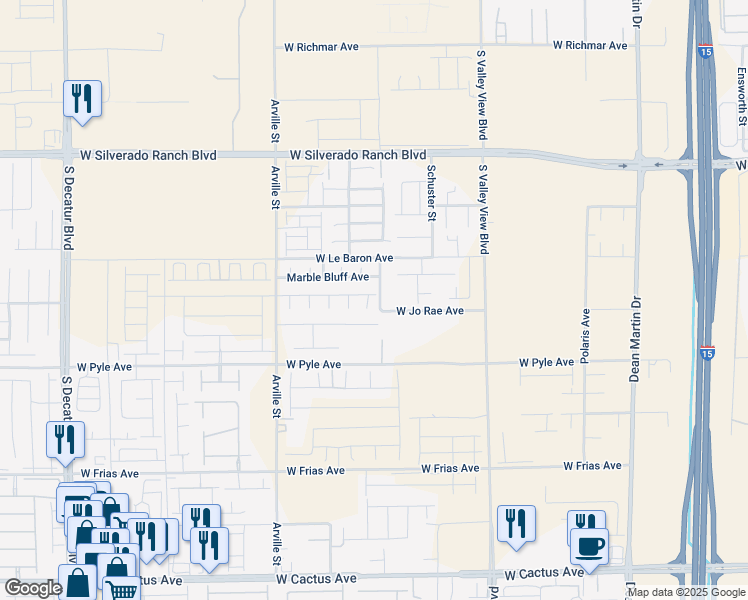 map of restaurants, bars, coffee shops, grocery stores, and more near 4065 West Jo Rae Avenue in Las Vegas
