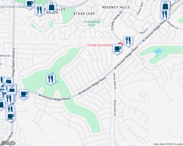 map of restaurants, bars, coffee shops, grocery stores, and more near 500 Edgefield Ridge Place in Henderson