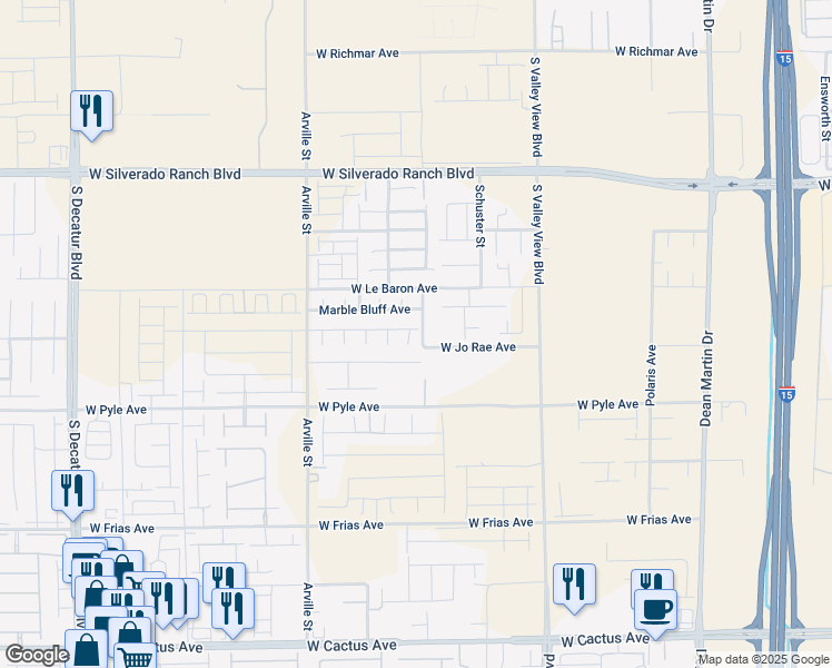 map of restaurants, bars, coffee shops, grocery stores, and more near 4065 West Jo Rae Avenue in Las Vegas
