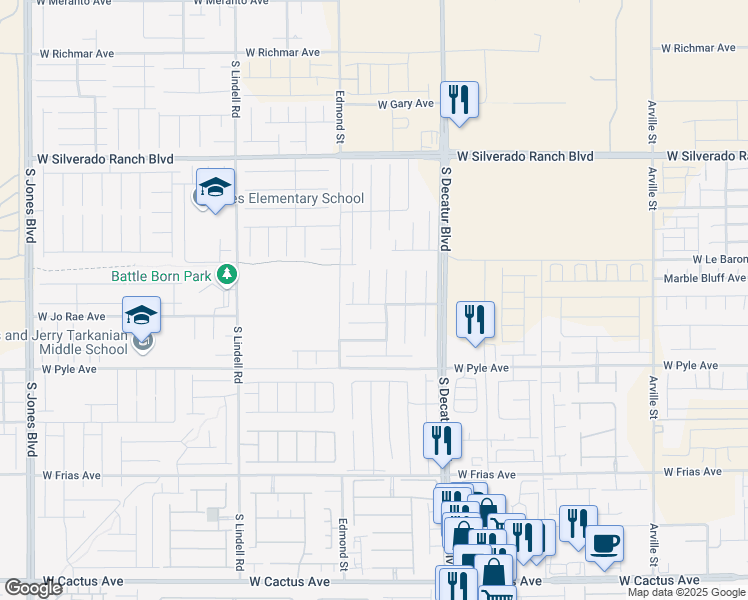 map of restaurants, bars, coffee shops, grocery stores, and more near 9992 Mills Reef Court in Las Vegas