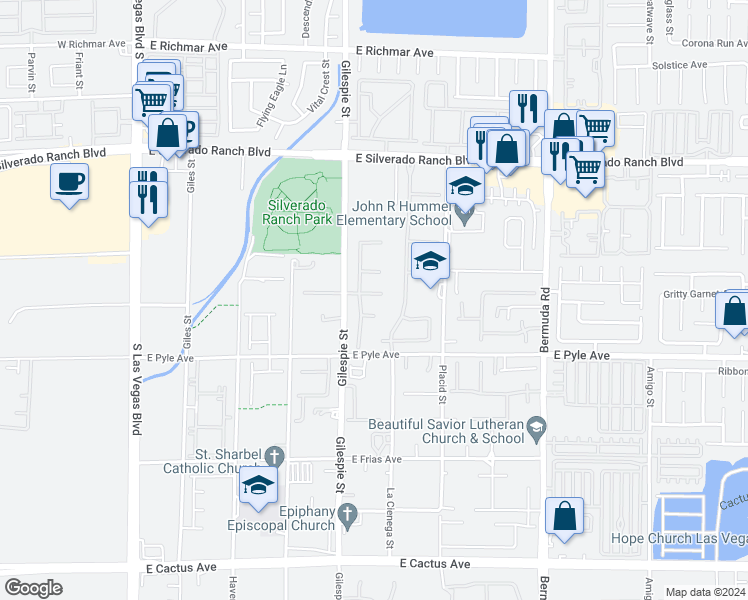 map of restaurants, bars, coffee shops, grocery stores, and more near 229 Wellspring Avenue in Las Vegas