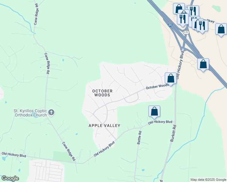 map of restaurants, bars, coffee shops, grocery stores, and more near 416 Catspaw Place in Nashville