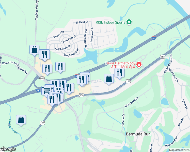map of restaurants, bars, coffee shops, grocery stores, and more near in Advance