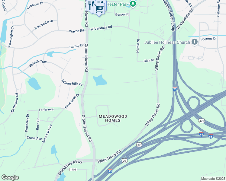 map of restaurants, bars, coffee shops, grocery stores, and more near 4002 Sedgewood Lane in Greensboro