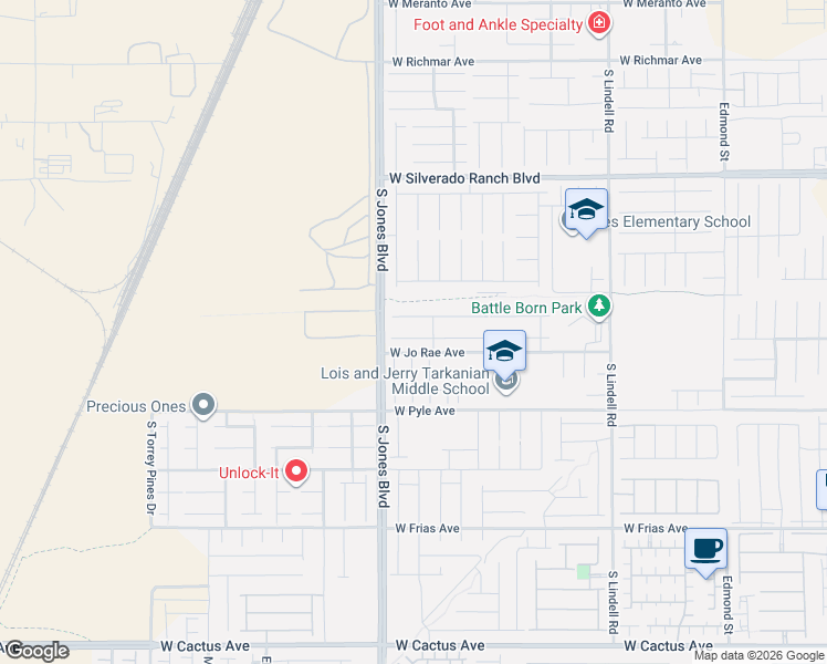 map of restaurants, bars, coffee shops, grocery stores, and more near 5990 Rockway Glen Avenue in Las Vegas