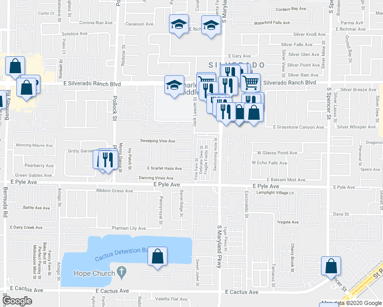 map of restaurants, bars, coffee shops, grocery stores, and more near 1060 Wild Fern Court in Las Vegas
