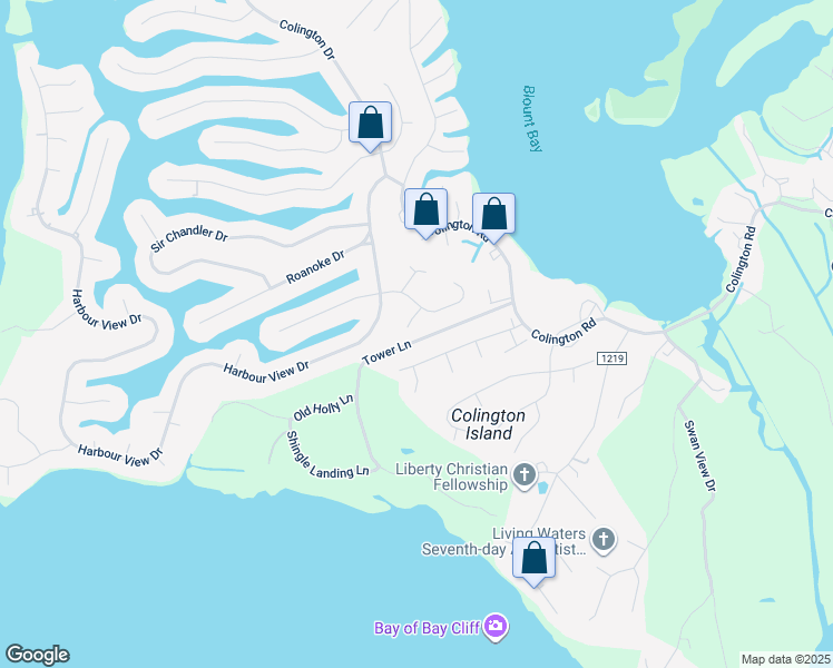 map of restaurants, bars, coffee shops, grocery stores, and more near 105 Lenwood Court in Kill Devil Hills