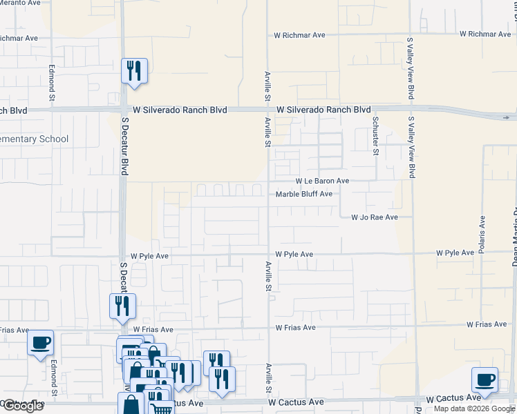 map of restaurants, bars, coffee shops, grocery stores, and more near Bayley Skye Avenue in Enterprise