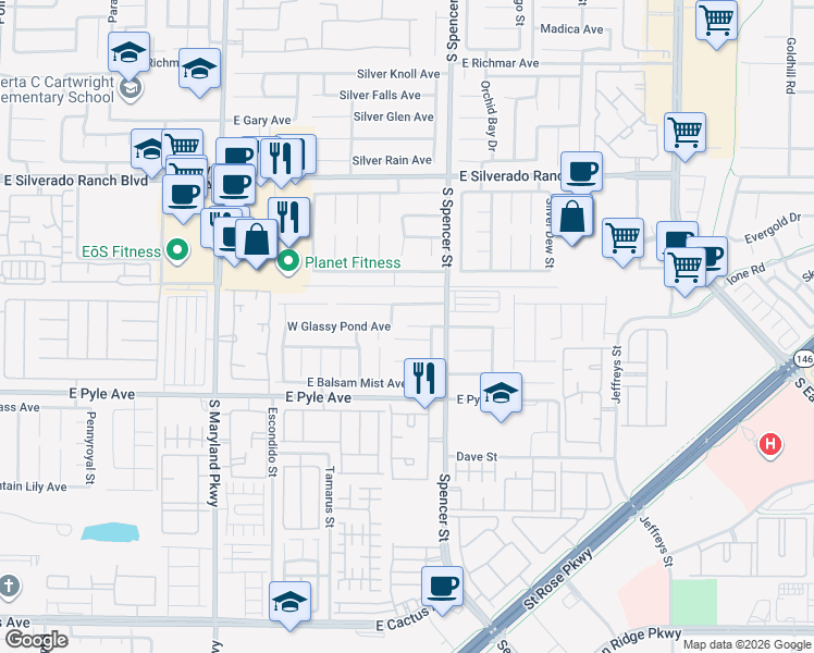 map of restaurants, bars, coffee shops, grocery stores, and more near 811 East Quartz Landing Avenue in Las Vegas