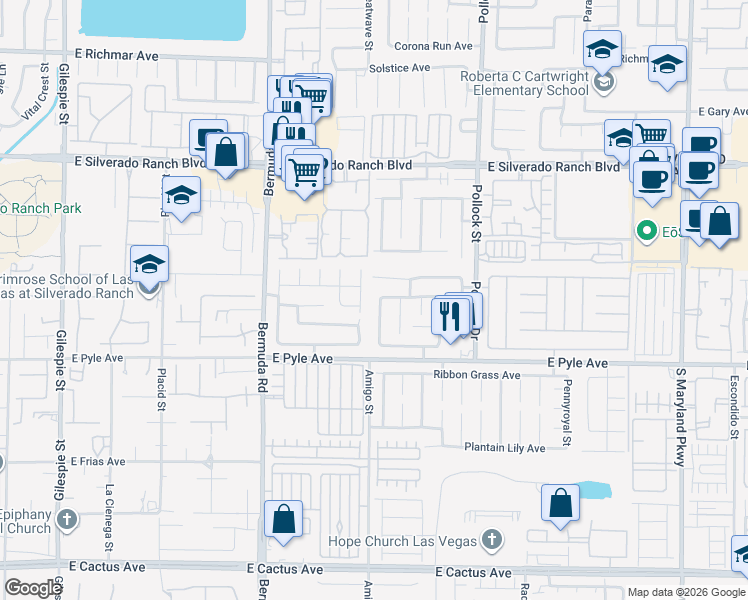 map of restaurants, bars, coffee shops, grocery stores, and more near 9963 Solid Lime Street in Las Vegas