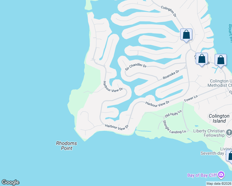 map of restaurants, bars, coffee shops, grocery stores, and more near 1206 Harbour View Dr in Kill Devil Hills