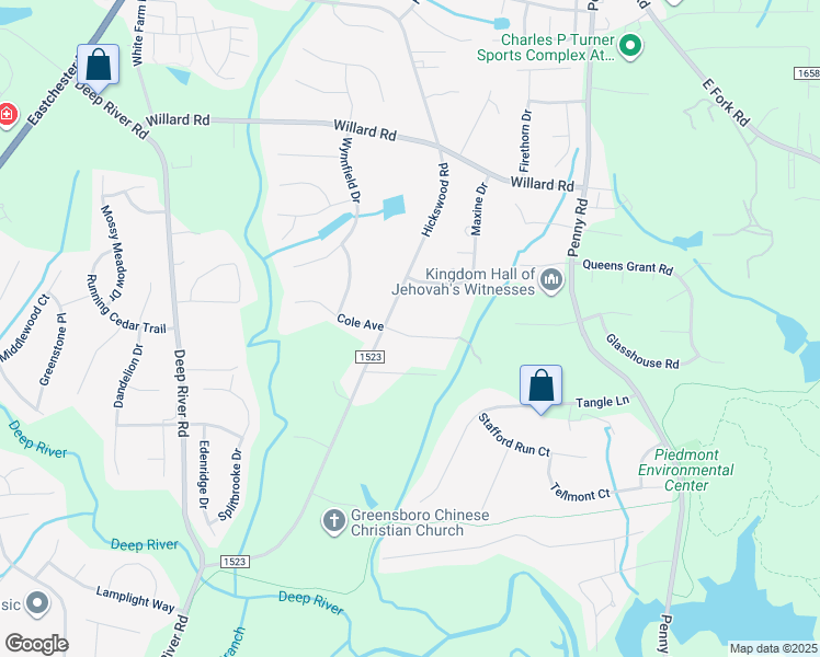 map of restaurants, bars, coffee shops, grocery stores, and more near 3903 Cole Avenue in High Point