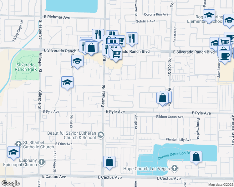 map of restaurants, bars, coffee shops, grocery stores, and more near 480 Salzburg Avenue in Las Vegas