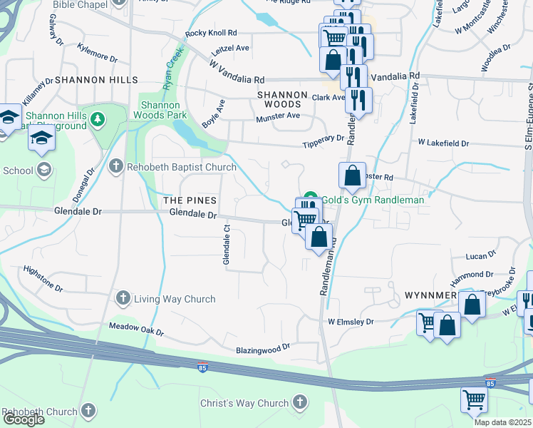 map of restaurants, bars, coffee shops, grocery stores, and more near 700 Glendale Drive in Greensboro