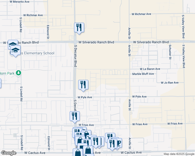 map of restaurants, bars, coffee shops, grocery stores, and more near 9958 Indigo Cliffs Street in Las Vegas