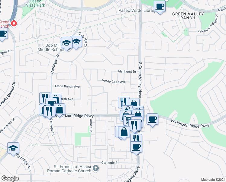 map of restaurants, bars, coffee shops, grocery stores, and more near 512 1st Light Street in Henderson