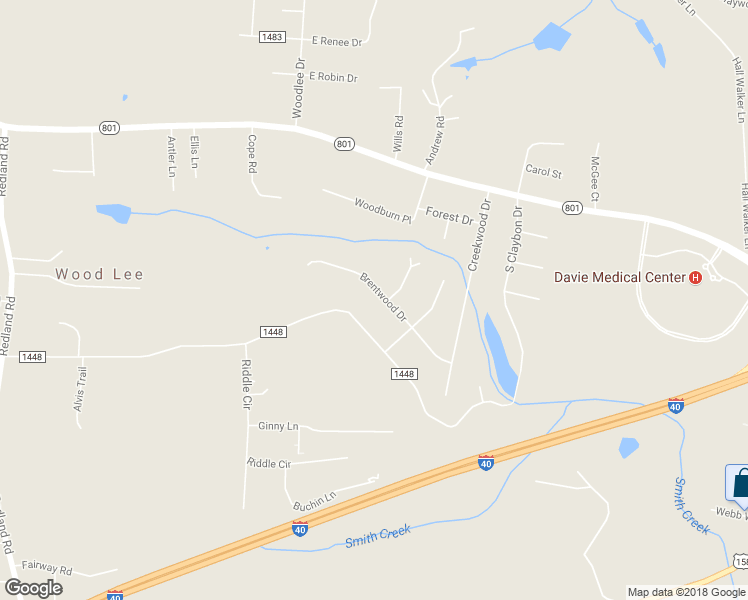 map of restaurants, bars, coffee shops, grocery stores, and more near 199 Brentwood Drive in Advance