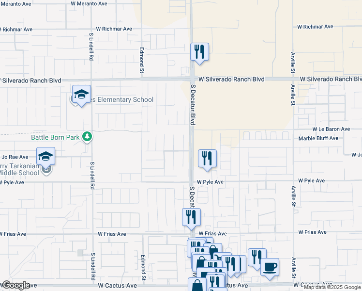 map of restaurants, bars, coffee shops, grocery stores, and more near 9967 Pipe Stone Street in Las Vegas