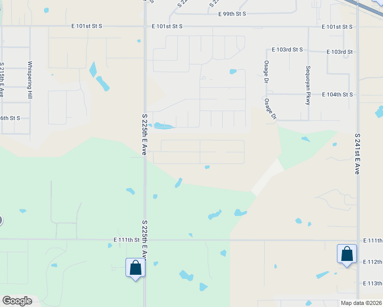 map of restaurants, bars, coffee shops, grocery stores, and more near 10703 South 225th East Avenue in Broken Arrow