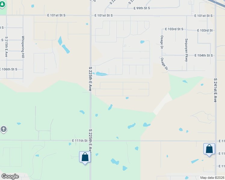 map of restaurants, bars, coffee shops, grocery stores, and more near 10703 South 225th East Avenue in Broken Arrow