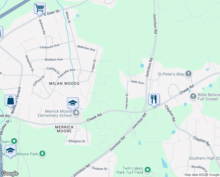 map of restaurants, bars, coffee shops, grocery stores, and more near 931 Harvest Street in Durham