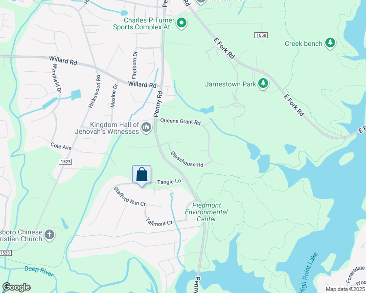 map of restaurants, bars, coffee shops, grocery stores, and more near 4024 Cole Avenue in Jamestown