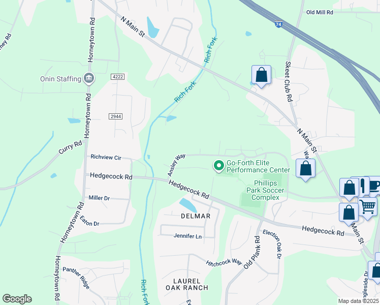 map of restaurants, bars, coffee shops, grocery stores, and more near 658 Ansley Way in High Point