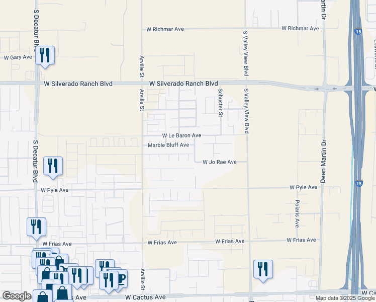 map of restaurants, bars, coffee shops, grocery stores, and more near 4138 Bayley Skye Avenue in Las Vegas