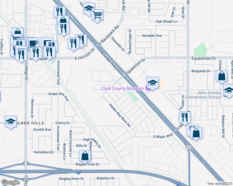 map of restaurants, bars, coffee shops, grocery stores, and more near 528 Moses Lake Court in Henderson