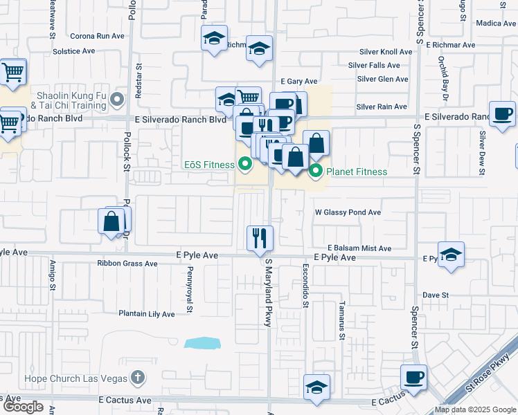 map of restaurants, bars, coffee shops, grocery stores, and more near 9950 Keephills Street in Las Vegas