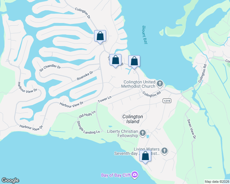 map of restaurants, bars, coffee shops, grocery stores, and more near 202 Sir Richard East in Kill Devil Hills