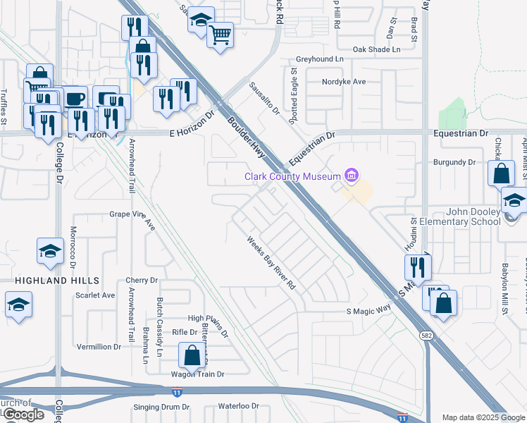 map of restaurants, bars, coffee shops, grocery stores, and more near 528 Moses Lake Court in Henderson