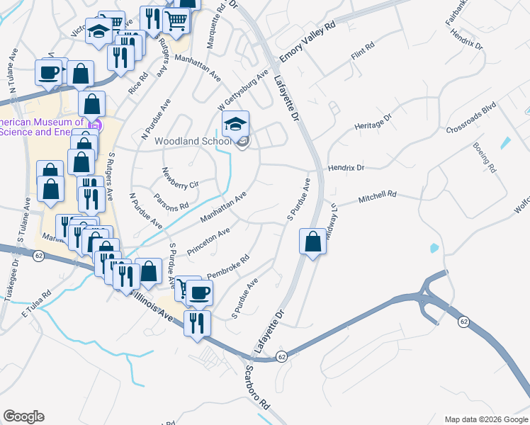 map of restaurants, bars, coffee shops, grocery stores, and more near 110 Nasson Lane in Oak Ridge