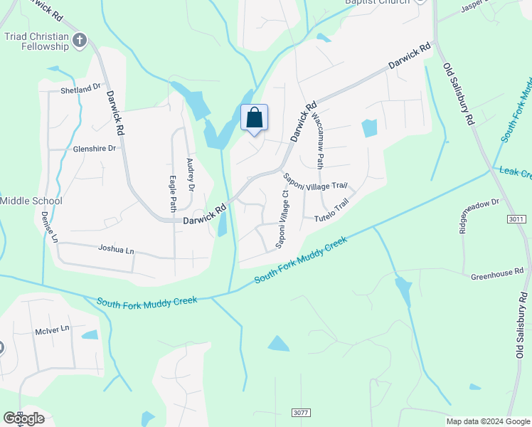 map of restaurants, bars, coffee shops, grocery stores, and more near 5081 Hogan Point Court in Winston-Salem