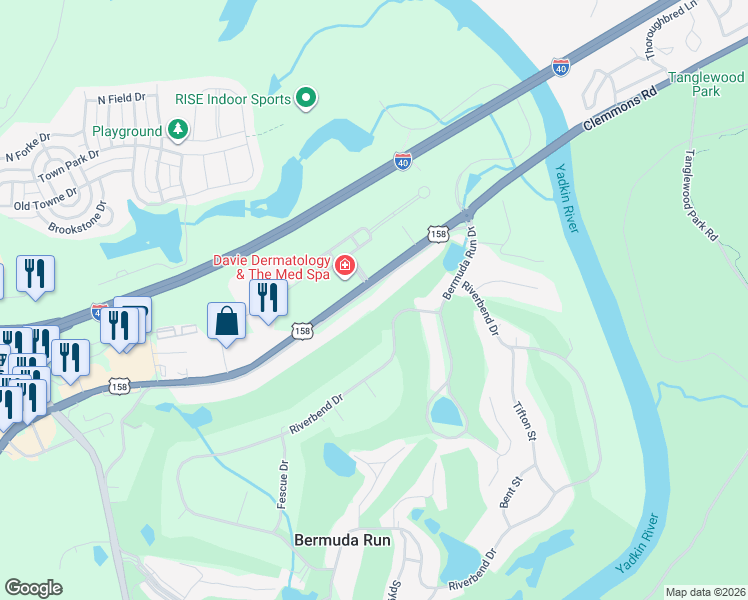 map of restaurants, bars, coffee shops, grocery stores, and more near 223 Ivy Circle in Advance