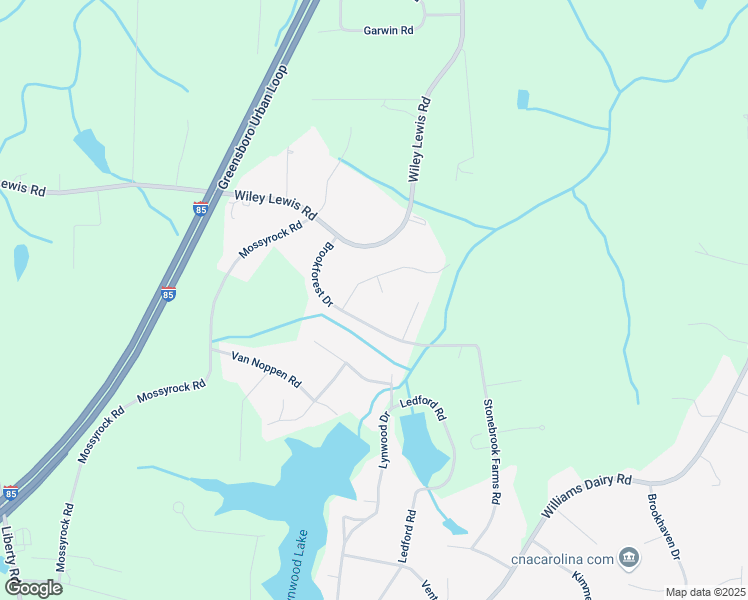 map of restaurants, bars, coffee shops, grocery stores, and more near 3803 Northumberland Drive in Greensboro