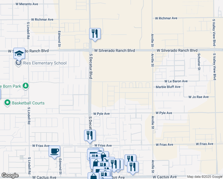 map of restaurants, bars, coffee shops, grocery stores, and more near 4700 West Le Baron Avenue in Las Vegas