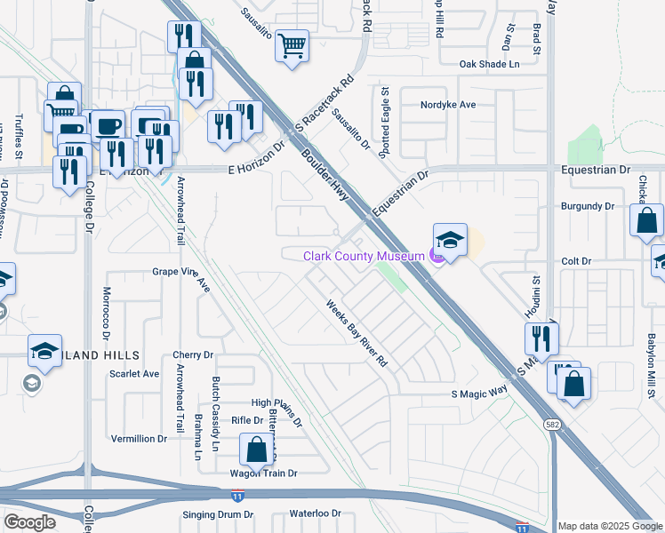 map of restaurants, bars, coffee shops, grocery stores, and more near 515 Moses Lake Court in Henderson