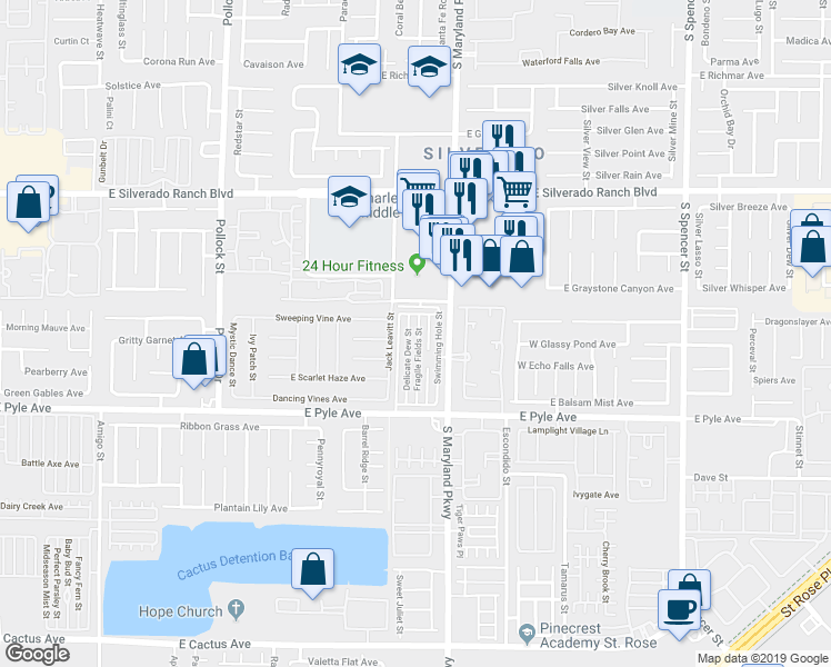 map of restaurants, bars, coffee shops, grocery stores, and more near 9947 Fragile Fields Street in Las Vegas