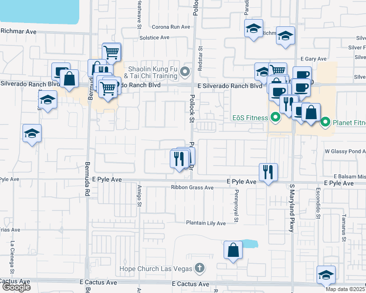 map of restaurants, bars, coffee shops, grocery stores, and more near 756 Gritty Garnet Avenue in Las Vegas