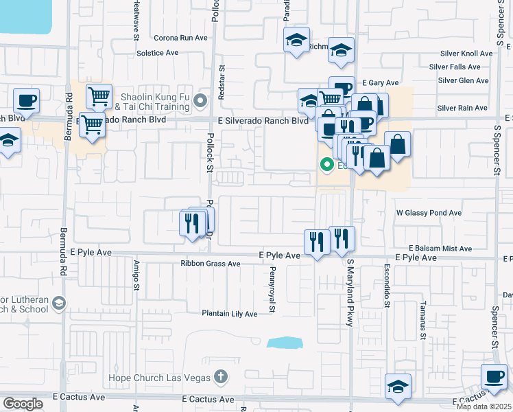 map of restaurants, bars, coffee shops, grocery stores, and more near 930 Dancing Rain Court in Las Vegas